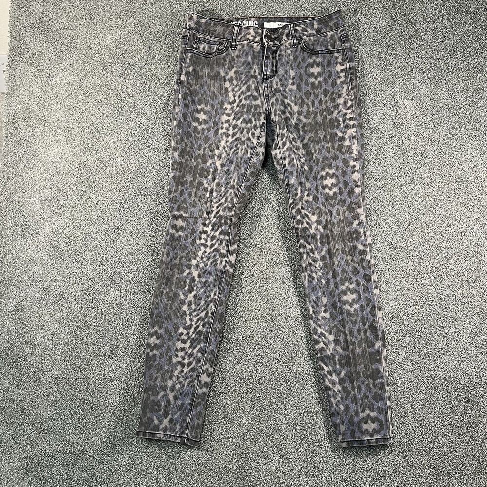 DKNY Jeans Womens 8 Jegging Skinny Jeans Leopard Animal Print Gray Black